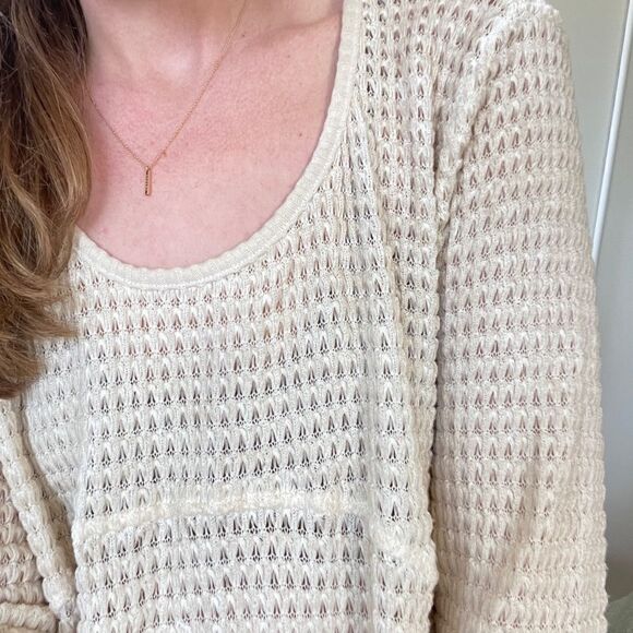 One World Cobble Knit Pullover Sweater Sand Semi-Sheer L - Picture 3 of 11